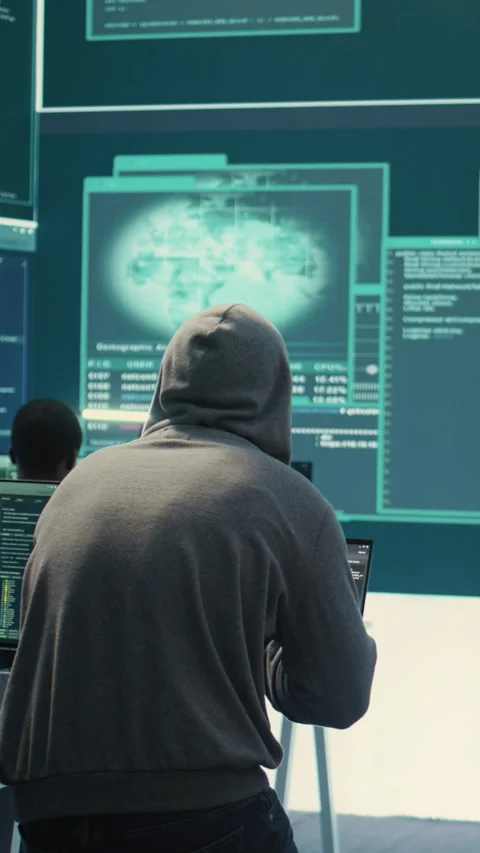 Vertical Video Group of governmental hackers successfully breaking into servers Vídeos de archivo 278067523