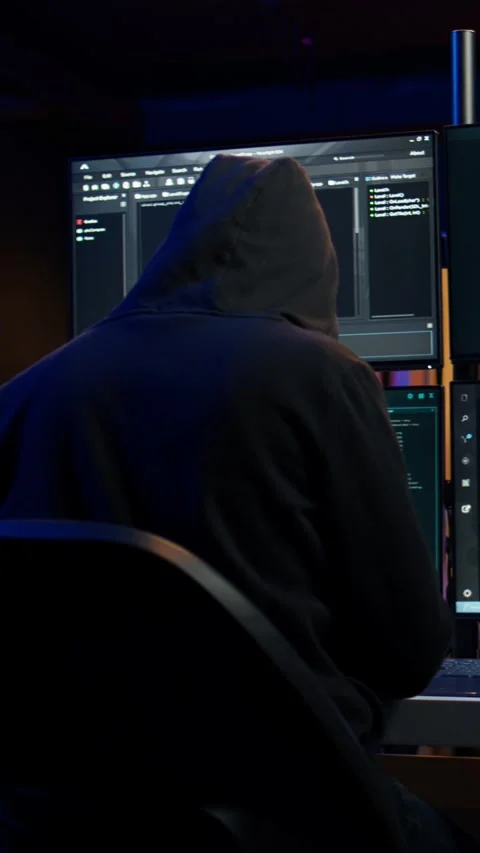 Vertical video Hacker breaking down security systems defenses using rogue Stock Footage 275619963