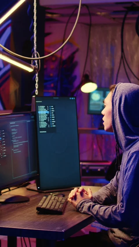 Vertical video Hackers developing zero day exploit Stock Footage 255204606