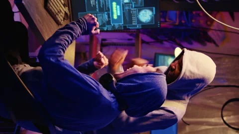 Vertical video Hackers successfully cracking software Stock Footage 255912999