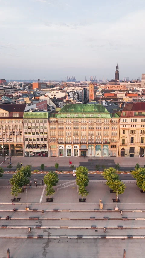 Vertical Video of Hamburg, Germany Vertical Aerial View Shot Video stock 311014119