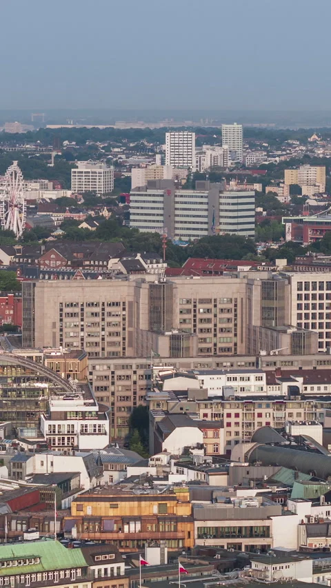Vertical Video of Hamburg, Germany Vertical Aerial View Shot Video stock 311014452