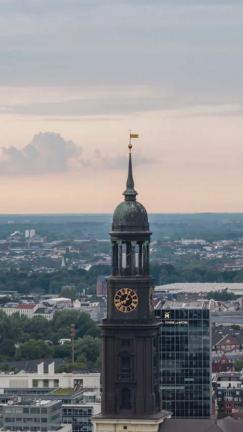 Vertical Video of Hamburg, Germany Vertical Aerial View Shot Stock Footage 311014512