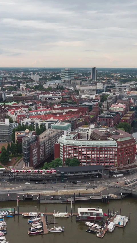 Vertical Video of Hamburg, Germany Vertical Aerial View Shot Stock Footage 311014552