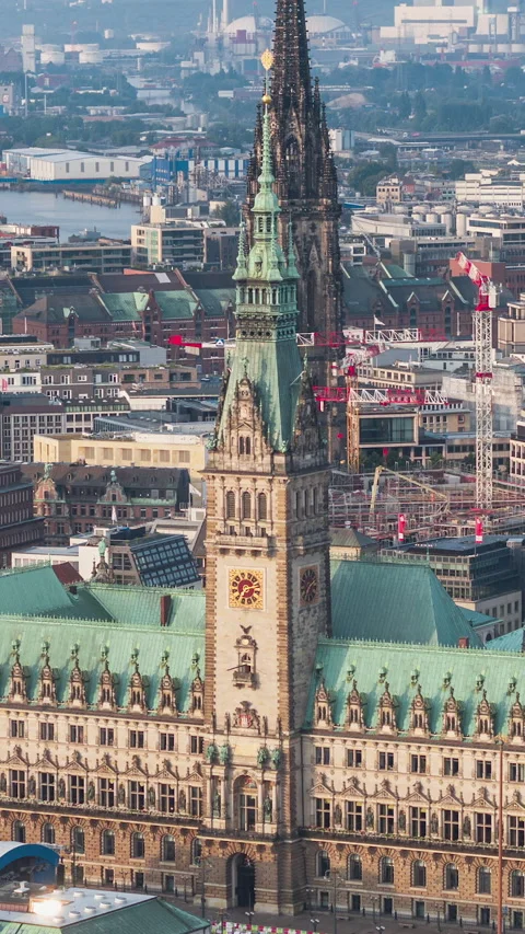 Vertical Video of Hamburg, Germany Vertical Aerial View Shot Stock Footage 311082553