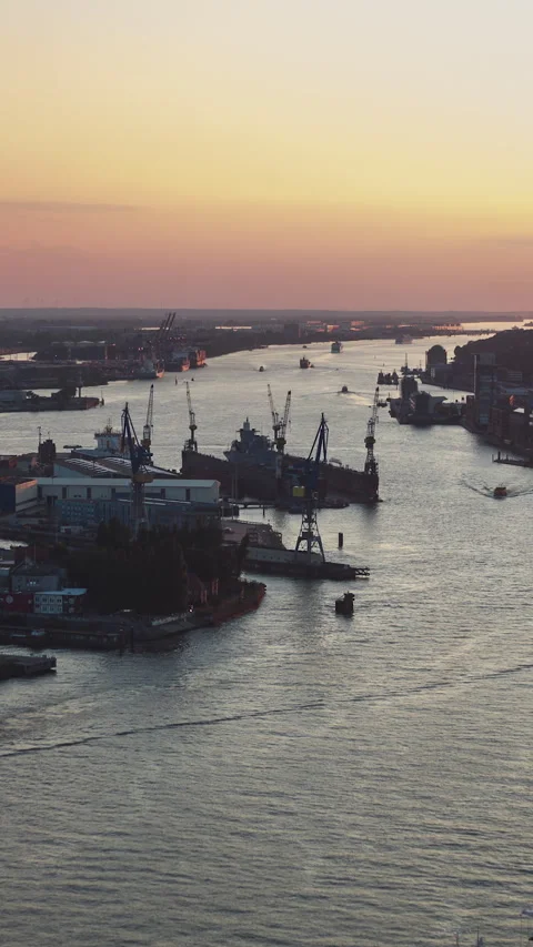 Vertical Video of Hamburg, Germany Vertical Aerial View Shot Stock Footage 311082811