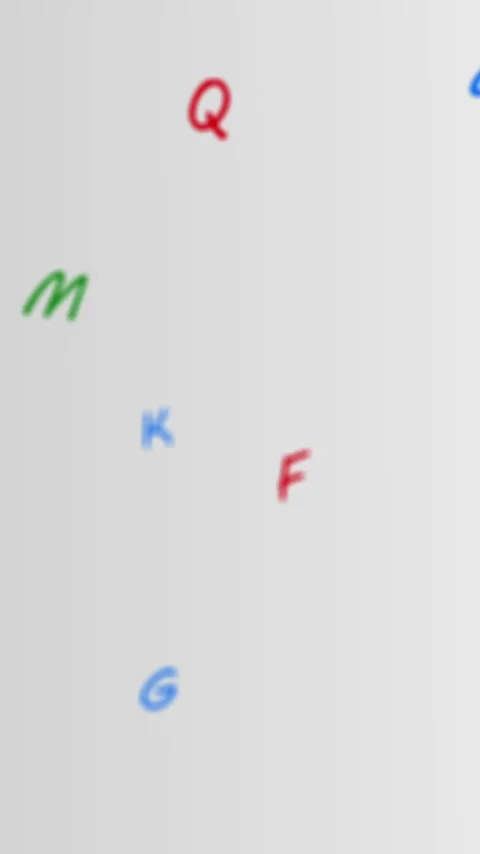 Vertical video: Hand-drawn colored letters entering edges shifting inward Stock Footage 348495750