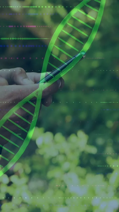Vertical video: Hand holding phone tilting while finger tapping triggers DNA Stock Footage 333020424
