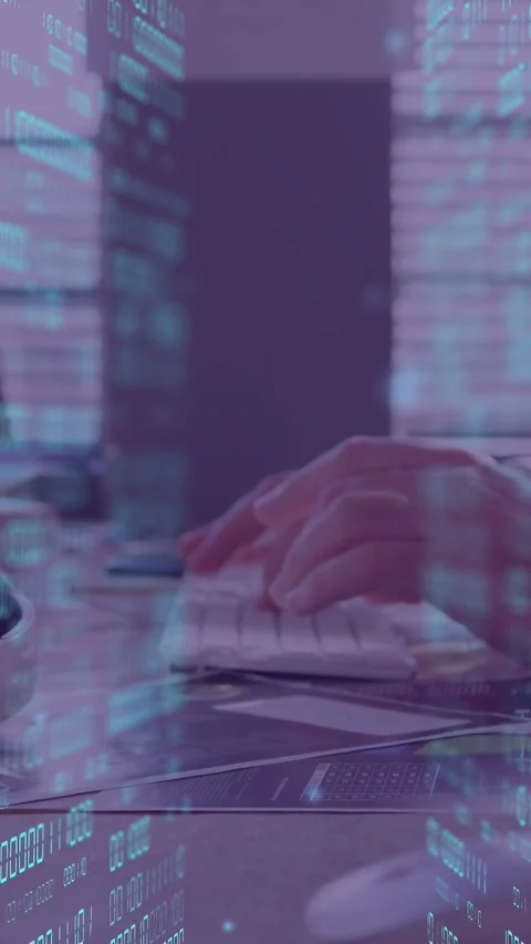 Vertical video: Hands starting typing and moving mouse on desk for analysis, Stock Footage 335507621