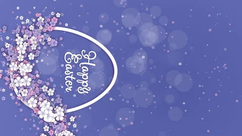 Vertical video. Happy Easter banner with shape of egg and small spring flowers Stock Footage 236246321