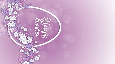 Vertical video. Happy Easter banner with shape of egg and small spring flowers Stock Footage 236587904
