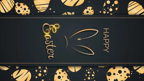 Vertical video. Happy Easter lettering. Easter bunny ear golden symbol. Stock Footage 235452053