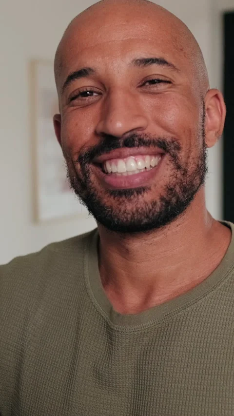 Vertical video, Happy Man Smiling At Home Stock Footage 311318100