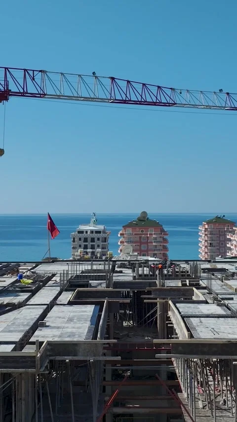 Vertical Video of Hardworking Crew Installing Complex Steel Elements Stock Footage 342349690