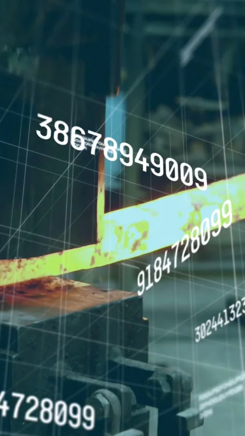 Vertical video: Heated bar shifting, data grid scrolling for plant QC, press 動画素材 331167243