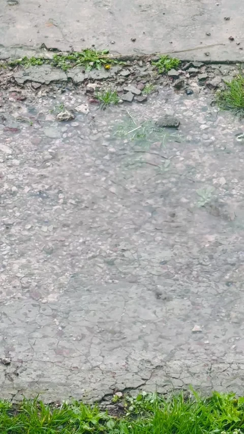 Vertical Video of Heavy Rain Splashing Into Water Puddle. Stock Footage 334784707