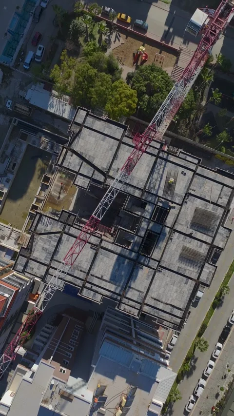 Vertical Video High Rise Construction Frame with Urban Background Video stock 342461383