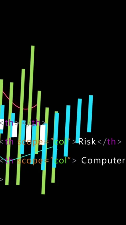 Vertical video: HTML code appearing bars rising lines drawing tags fading Stock Footage 329912745