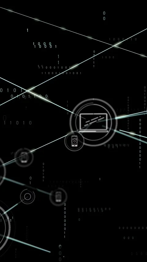 Vertical video: Hub node pulsing sending links and adding phones, network 動画素材 332594891