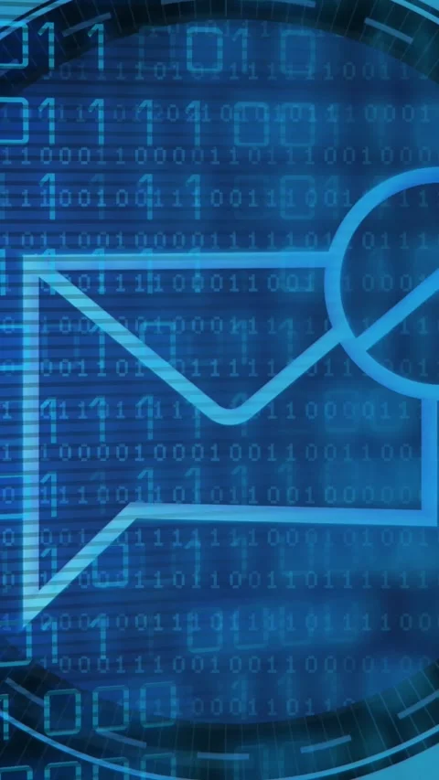 Vertical video: HUD activating, mail icon emerging from right, centering on Stock Footage 328331934