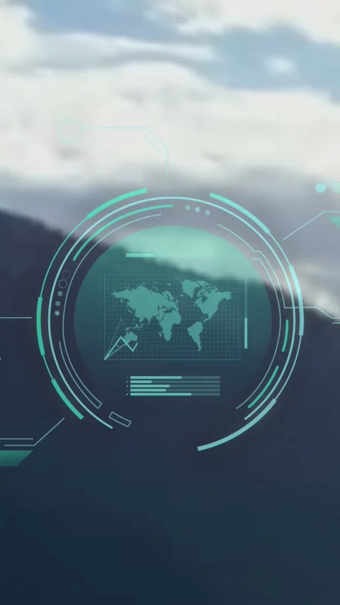 Vertical video: HUD activating on ping, rings rotating, chart growing, dimming Stock Footage 333487400