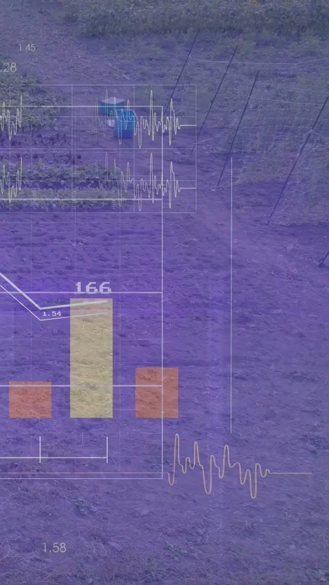 Vertical video: HUD appearing after camera pan updating crop data over plot, Stock Footage 334397219