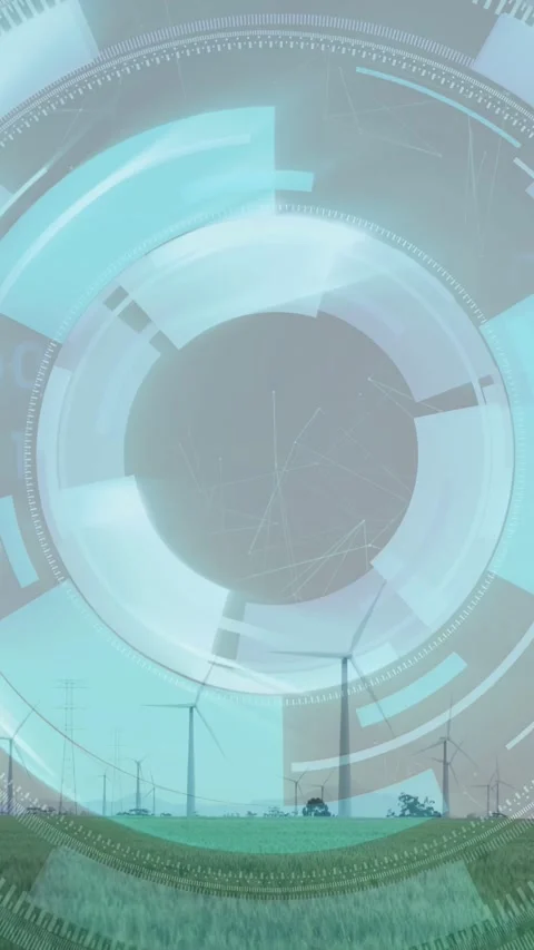 Vertical video: HUD circle moving inward, expanding, forming rotating data rings Stock Footage 332823532