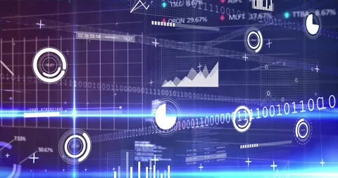 Vertical video: HUD data shifting in 3D tech, blue scan beam appearing, gauges Stock Footage 331756421