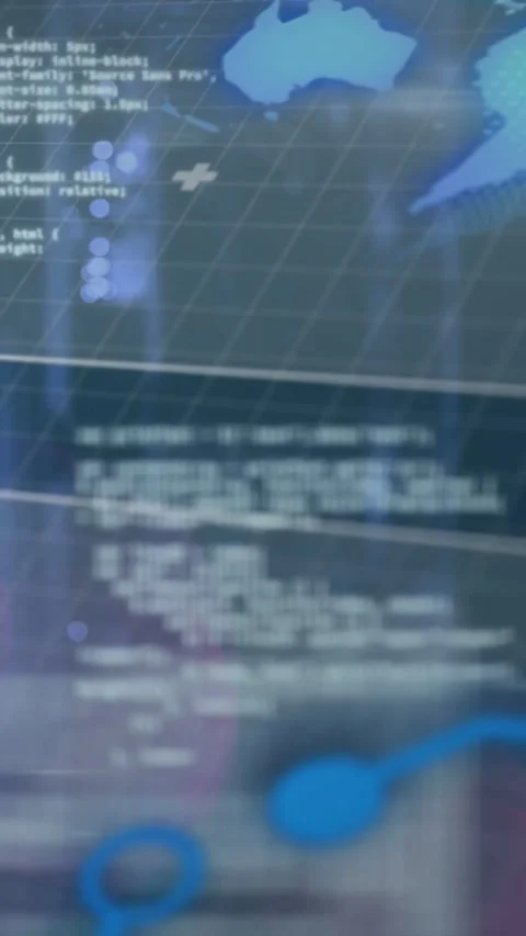 Vertical video: HUD display pulsing markers updating code flare causing node Video stock 334386603