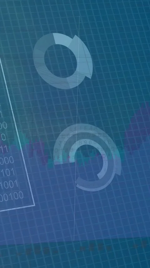 Vertical video: HUD forming after data window appearing, panels sliding, lines Stock Footage 334836857