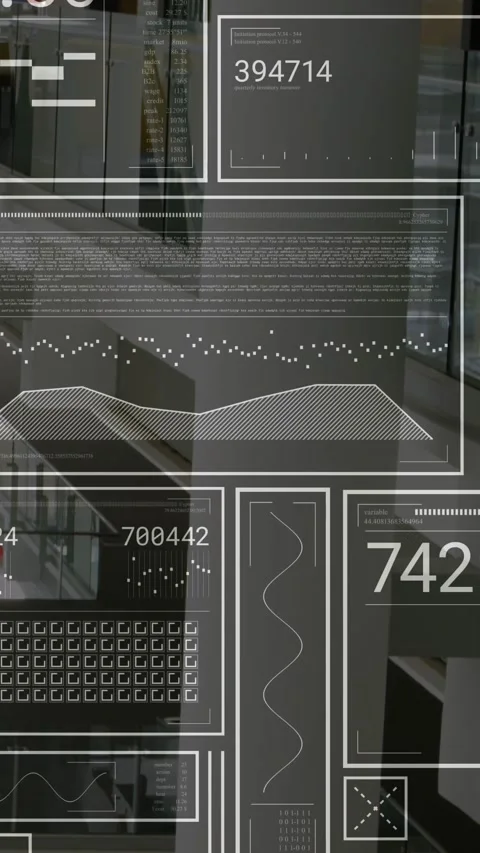 Vertical video: HUD overlay refreshing numeric readouts after live feed, showing Video stock 330196120
