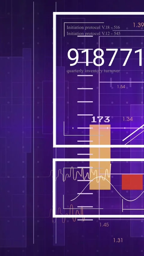 Vertical video: HUD panel loading on start updating count orange bar rising wave Stock Footage 330509740