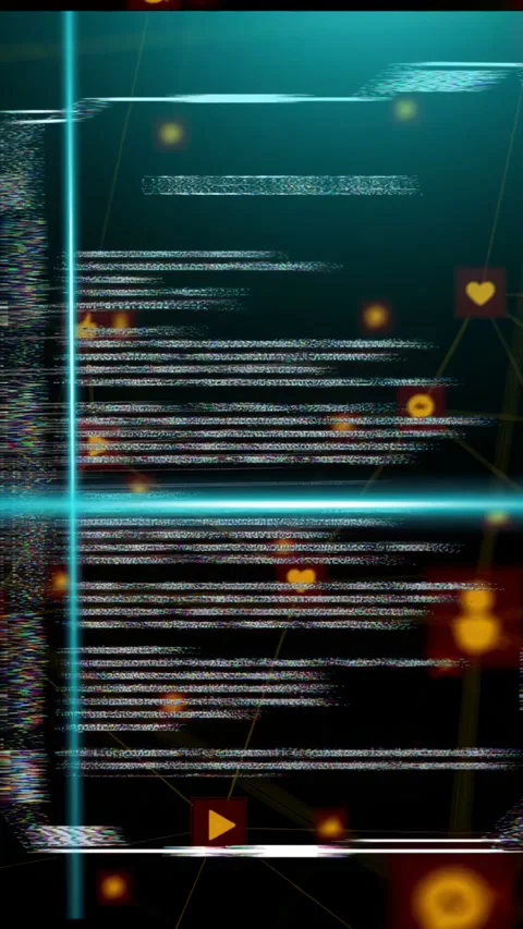 Vertical video: HUD panel loading on startup, glitching and sweeping scanline Stock Footage 334792562