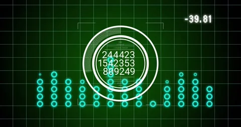 Vertical video: HUD reacting to data, rotating ring, pulsing bars, updating Stock Footage 331176331