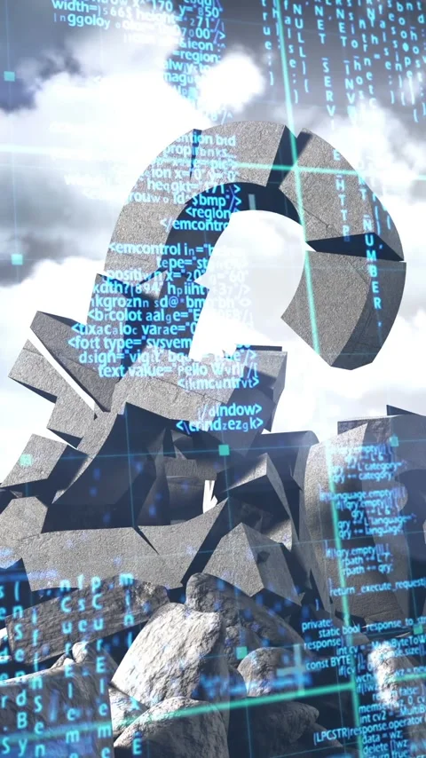 Vertical video: HUD starting, code cascading, grid scanning, orbiting, revealing Stock-Footage 348383413