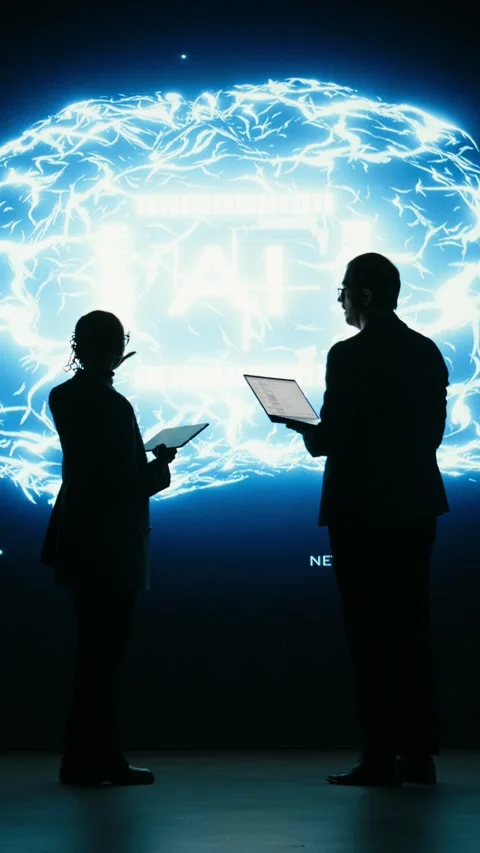 Vertical video Implementing AI guardrails, devices and engineering team Stock Footage 329650214