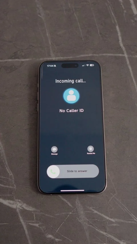 Vertical video Incoming call from No Caller ID on smartphone shows hidden number Stock Footage 346715388