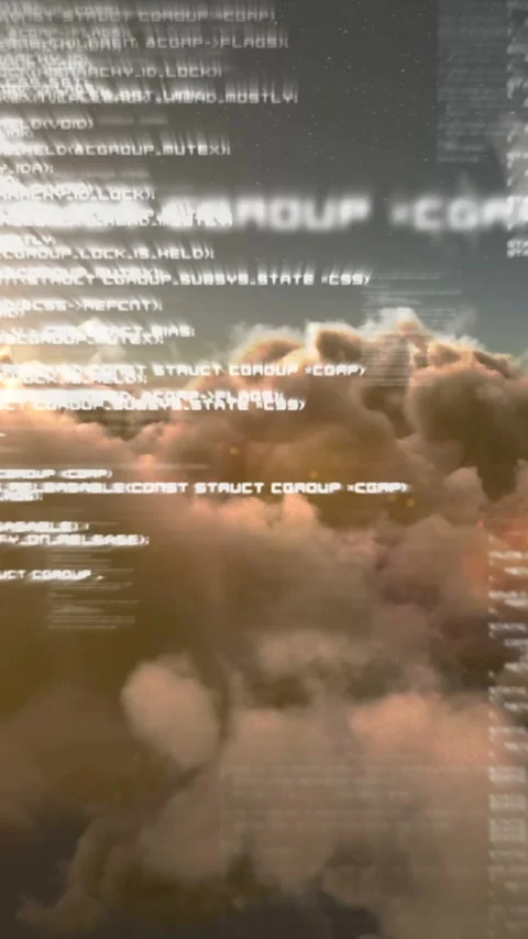 Vertical video: Incoming code starting motion, cloudscape shifting upward and Stock Footage 348495382