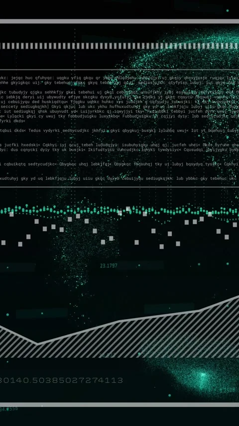 Vertical video: Incoming data feed driving analytics UI, updating text, forming Stock Footage 332957429