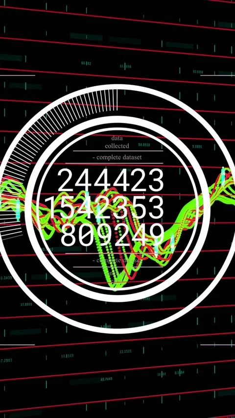 Vertical video: Incoming waveform driving data HUD updating digits animating Stock Footage 332747559
