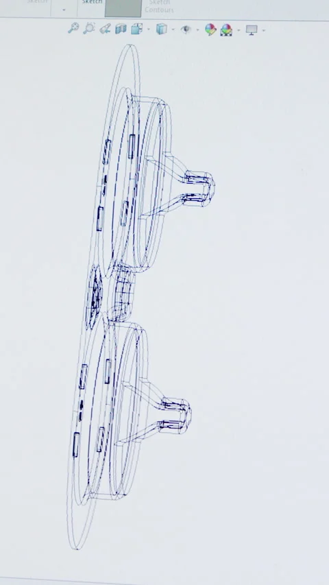 Vertical video of Industrial Engineer using CAD Program designing parts Stock Footage 206328691