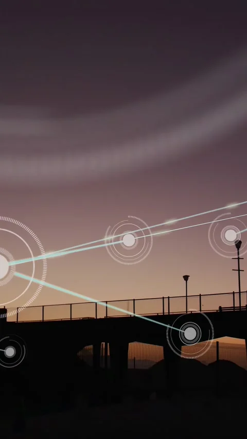 Vertical video: Initial node appearing net nodes linking and pulsing showing Video stock 330196135