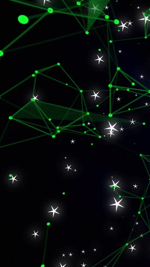 Vertical video: On initial node flash neon green mesh shifting, forming facets Video stock 328398235