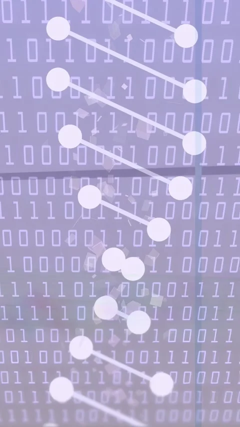 Vertical video: Initial node pair appearing, node column growing and dropping to Stock Footage 334423440