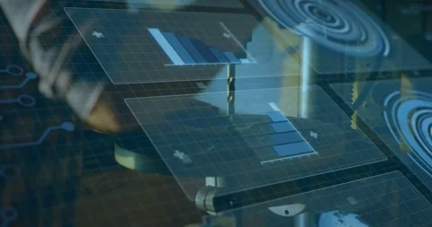 Vertical video: Interface updating, plaid tech adjusting drill press at lab, Stock Footage 331161437