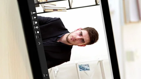 Vertical video internet conference man tablet Stock Footage 255113521