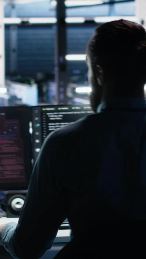 Vertical video Irked data center programmer smashing desk, upset by Stock-Footage 313455698