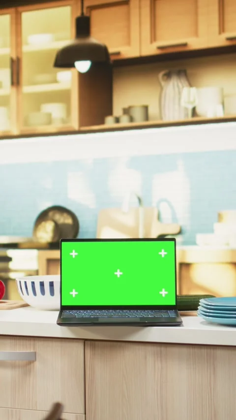 Vertical Video Isolated mockup with elegant kitchen interior and countertop Stock Footage 321375102