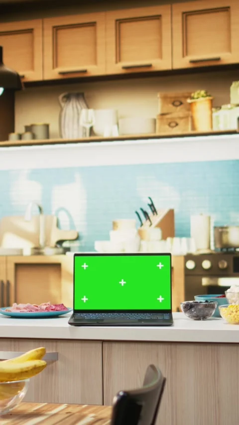 Vertical Video Isolated mockup with elegant kitchen interior and countertop Stock Footage 326555066