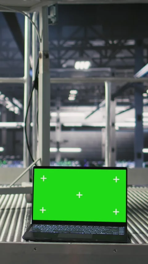Vertical video Isolated screen laptop automating supercomputers hardware inside Stock Footage 310778778
